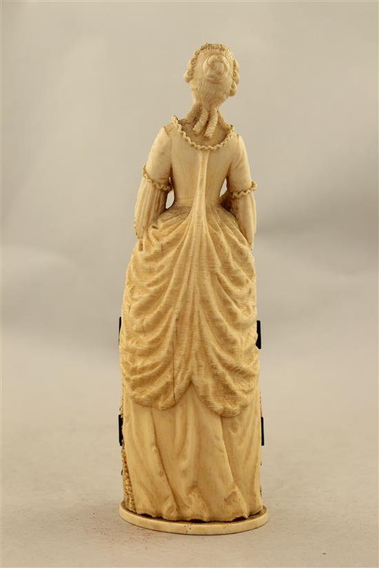 A 19th century Dieppe carved ivory triptych figure, 8in.